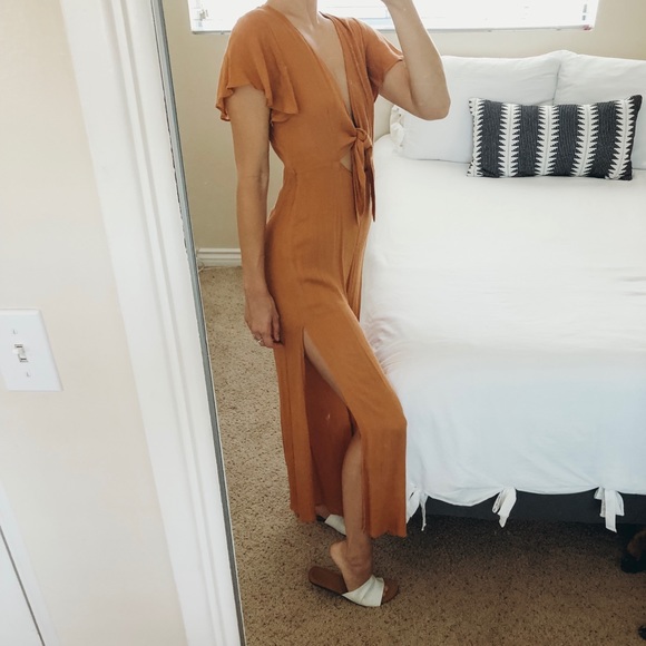 Tie Front Split Leg Jumpsuit - Picture 2 of 2